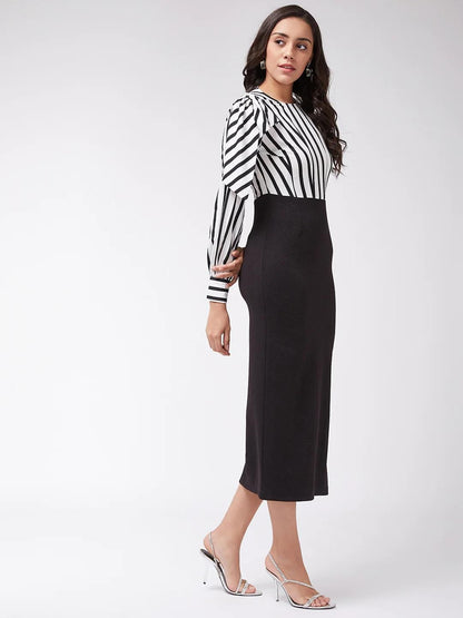 PANNKH Monocromatic Stripe Fitted Dress