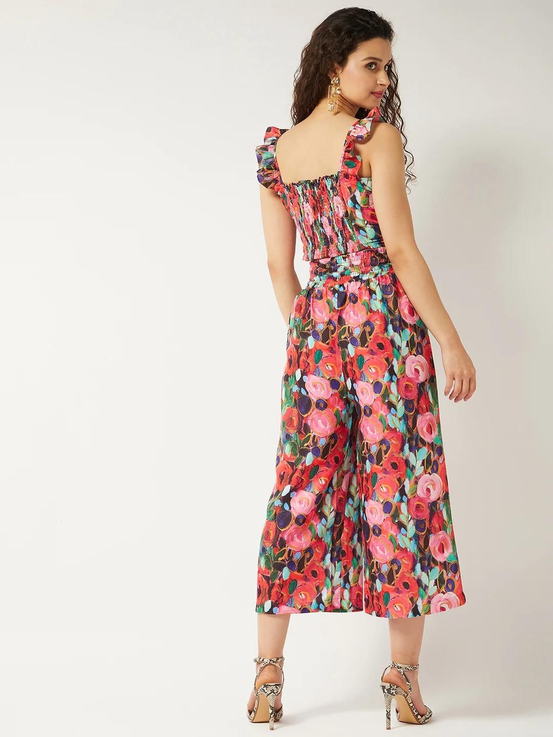 PANNKH Multicolor Printed Ruched Top and Pant Set