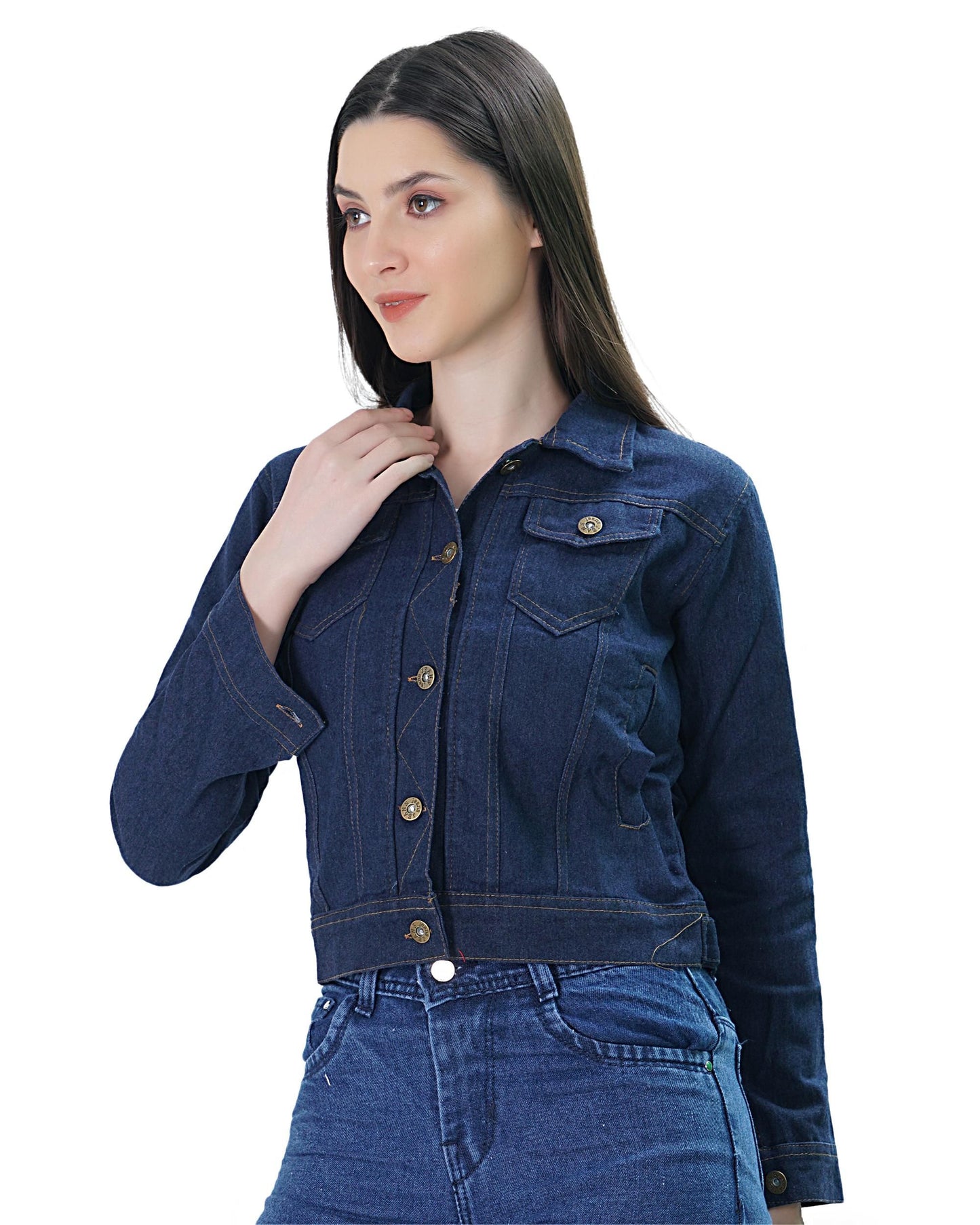 Lily Buds Denim Jacket For Women (Navy Blue)