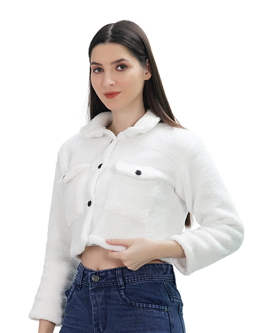 Lily Buds Wool Jacket For Women (White)