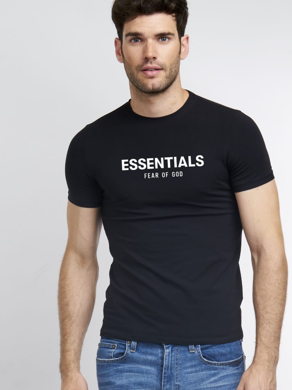 Men Typography Round Neck Cotton Blend Black T-Shirt